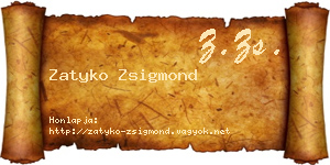 Zatyko Zsigmond névjegykártya